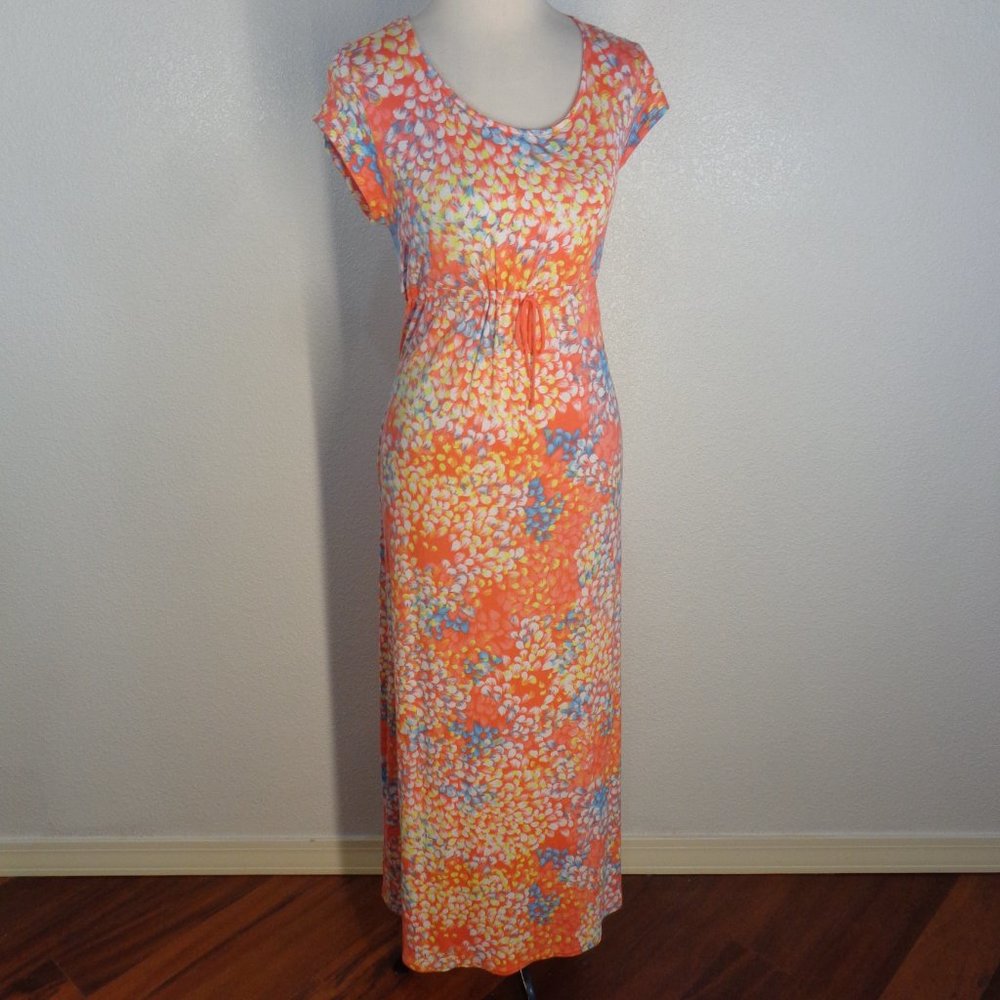 Carole Hockman Heavenly Soft Sleepwear Floral Watercolor Lounge Maxi Dress XS - Picture 2 of 5